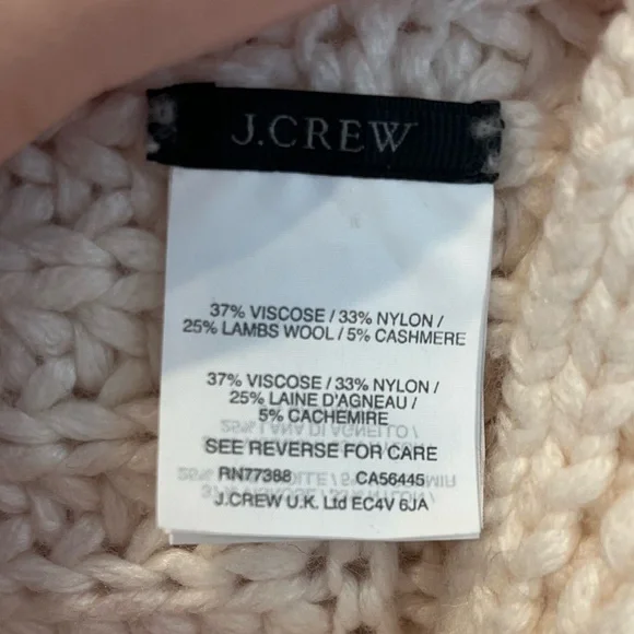 J. Crew Women’s Chunky Ribbed Knit Infinity Scarf Ivory Comfy Winter NWOT EUC